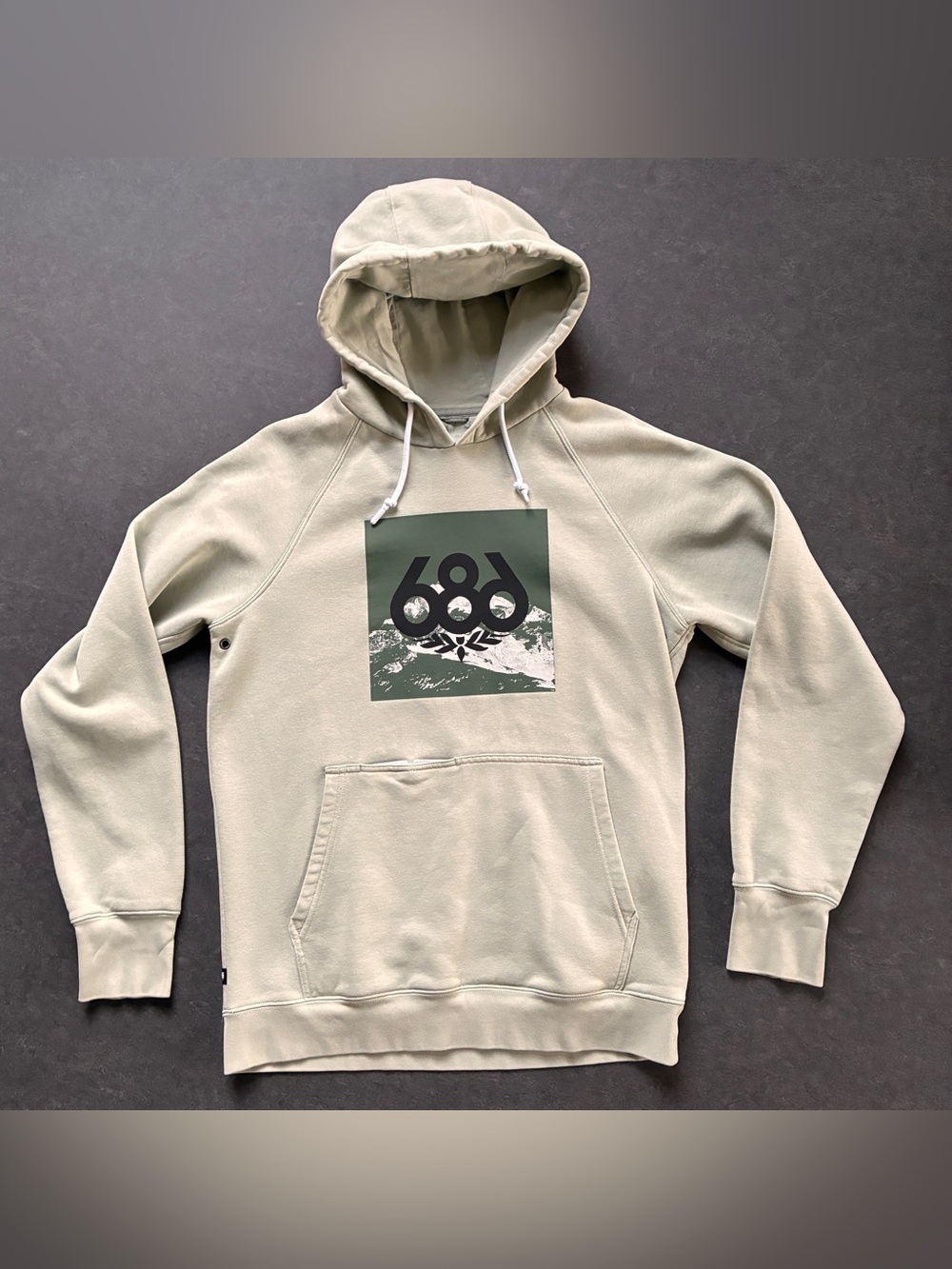 686 Men's Hoodie in Mint with Dark Green Graphic Small